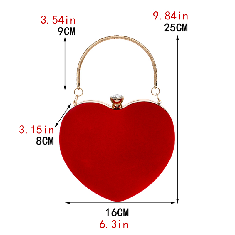 أحمر القلب تصميم المرأة مخلب ا - مراجعة Women Bags Golden وسعره