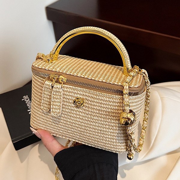 حقيبة صندوقية بنمط منسوج جديد  - مراجعة Women Bags Golden وسعره
