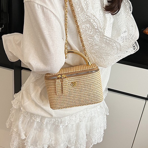 حقيبة صندوقية بنمط منسوج جديد  - مراجعة Women Bags Golden وسعره